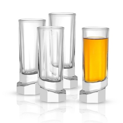 JoyJolt Aqua Vitae Octagon Shot Glass - Set of 4 Crystal Shot Glasses Set with Off Set Base - 1.6 oz