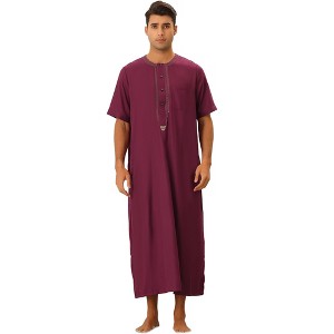 Lars Amadeus Men's Solid Color Short Sleeves Loose Fit Pjs Nightgown - 1 of 4