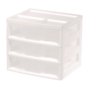 IRIS 3-Drawer Desktop Storage, Plastic, 14.6 x 12.31 x 12.75, White/Clear - 1 of 1