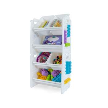 UNiPLAY Toy Organizer With 6 Removable Storage Bins and Block Play Panel, Multi-Size Bin Organizer