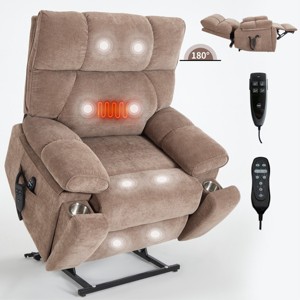 Large Power Lift Recliner Chair with Heat and Massage, Dual Motor Electric Armchair with Infinite Position, Hidden Cup Holders - Cuddlewood - 1 of 4