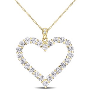 EVERLY JEWELRY | Yellow Plated Sterling Silver 2 2/5ct DEW Created White Moissanite Heart Pendant with Chain, 18 inc - 1 of 4