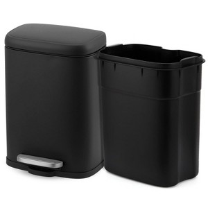 Trash Can, 5L/1.3 Gallon Bathroom Trash Can Stainless Steel with Foot Pedal & Quiet-Close Lid - 1 of 4