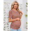 maternity dress Women's Maternity Floral  Puff Sleeve Tunic Blouse - 4 of 4