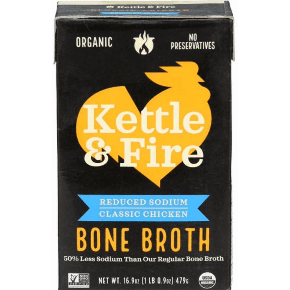 Kettle & Fire Gluten Free Reduced Sodium Organic Chicken Bone Broth - 16.9 fl oz