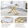 Lyngins 5-Piece Modern Lift Table Set – White Textured Sticker MDF Desktop, Golden Metal Legs & 4 Chairs, Multifunctional Coffee/Dining/Bar Table Set - 2 of 4
