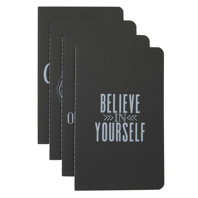 Bright Creations 4 Pack Motivational Kraft Cover Journals, Grid Notebook, Black (5 x 8 In), 4 of 8