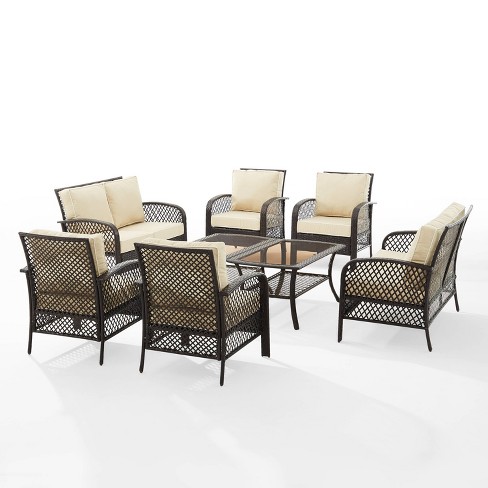 Crosley Tribeca 4 Piece Wicker Patio Sofa Set in Driftwood and