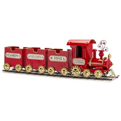 Metal Toy Train on Track Display 37"L