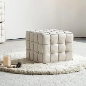 Modern Genuine Leather Ottoman,Tufted Ottoman,Square Ottoman,Footstool Ottoman Furniture,Ottoman For Living Room,Bedroom-Cuddlewood - 1 of 4