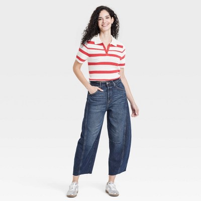 Women's High-Rise Curved Leg Barrel Jeans - Universal Thread' - image 3