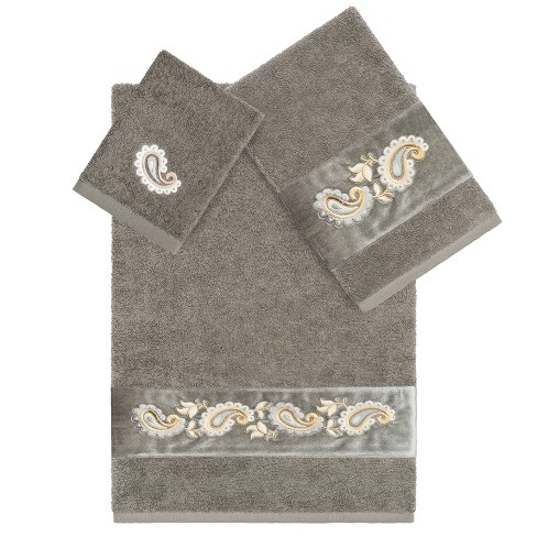 Alev Jacquard Bath/Hand Towel set Gray - Linum Home Textiles