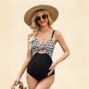 Women's Chic Checkered Maternity Twist-Front One-Piece Swimsuit - Cupshe - 3 of 3