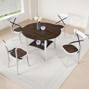 5-Piece Dining Set with Storage Shelf and 4 X-Back Chairs for Dining Room and Kitchen - 1 of 4