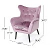 CAVINAS Button-Tufted Accent Chair with Oak Wood Legs,Plush Granular Velvet Upholstered Armchair,Lounge Chair for Living Room,Bedroom - 3 of 4