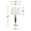 360 Lighting Kamila Traditional Table Lamps 27" Tall Set of 2 Gold Black with Dual USB Charging Ports White Drum Shade for Bedroom Bedside Family Desk - 4 of 4