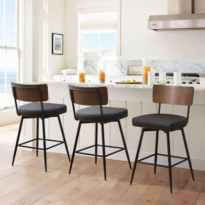 Bekrvio 26'' Counter Height Swivel Bar Stools, Upholstered Faux Leather