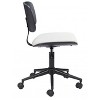 Office Chair 30.1–34.8"H White & Black – Tufted Faux Leather Upholstery with Chrome Steel Frame, Modern Adjustable Swivel Seating By Zuo Modern - 3 of 4