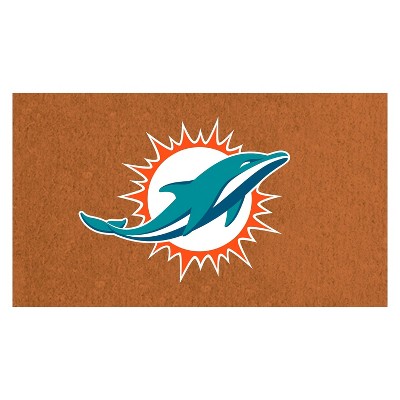 EvergreenNFLMiami Dolphins Logo Natural Coir 28 x 16 Inches Indoor Outdoor Doormat