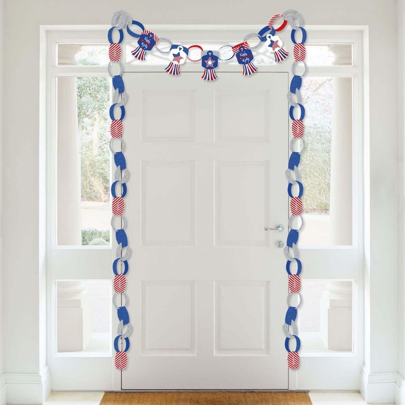 Big Dot of Happiness 4th of July - 90 Chain Links and 30 Paper Tassels Decoration Kit - Independence Day Paper Chains Garland - 21 feet, 3 of 9