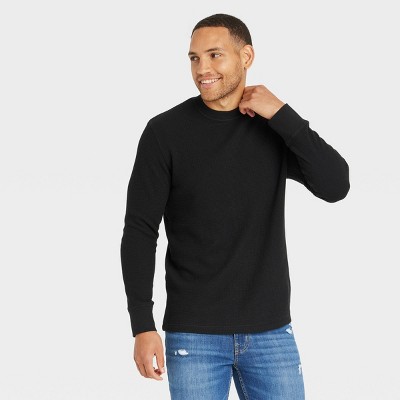 Men's Textured Long Sleeve T-Shirt - Goodfellow & Co™ Black L