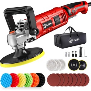 SILVEL Buffer Polisher, 1600W 7 Inch/6 Inch Polisher for Car Detailing, Wax Machine, 7 Variable Speed, with 6 Foam Pads, 3 Wool Pads, Red - 1 of 4