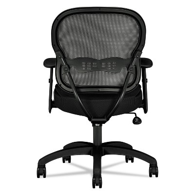 ErgoFlex Black Mesh and Leather-Feel Task Chair with Adjustable Arms