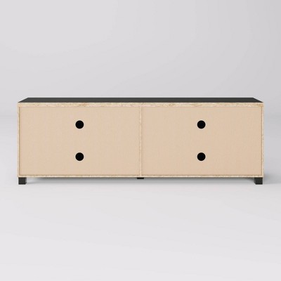 Black Shaker-Style Engineered Wood TV Stand with Cabinet