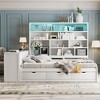Full Size Wooden Daybed with Three Drawers, Desk and Shelves - 2 of 4
