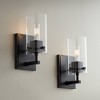 Possini Euro Design Metis Modern Wall Light Sconces Set of 2 Black Hardwire 5" Fixture Clear Glass for Bedroom Bathroom Vanity - 2 of 4