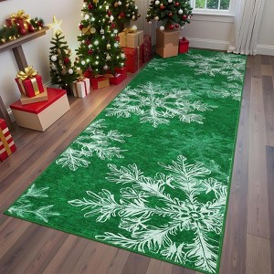 Christmas Snowflakes Printed Area Rug Washable Non Slip,Soft Indoor Carpets,Low Pile Xmas Decoration Rugs - 1 of 4