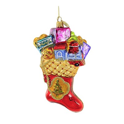 Huras 6.0 Inch Classic Christmas Stocking Ornament Presents Gifts Mantle Tree Ornaments