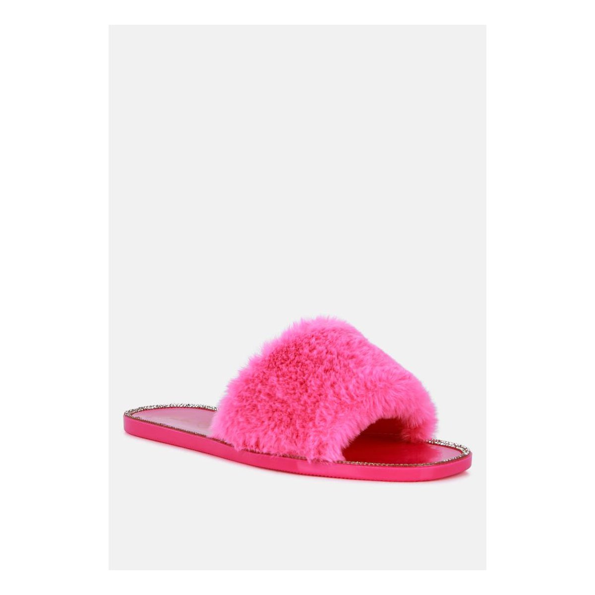 Обувь London Rag Womens Geese Faux Fur Diamante Detail Jelly Flats 8 — фото 2