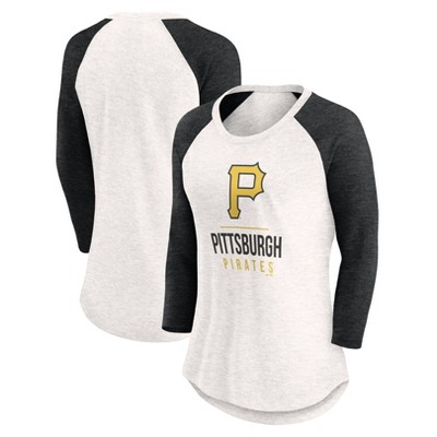MLB Pittsburgh Pirates Women's White 3/4 Sleeve Fashion T-Shirt