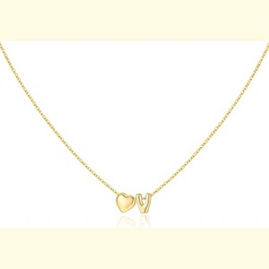 Heart Initial Necklace 14K Gold Plated Christmas Stocking Stuffer for Teens V - 1 of 4