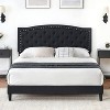 Homhougo Full Size Bed Frame with Button Tufted Headboard, Fabric Upholstered Platform Bed Frame with Adjustable Headboard, Easy Assembly, Grey - 3 of 4