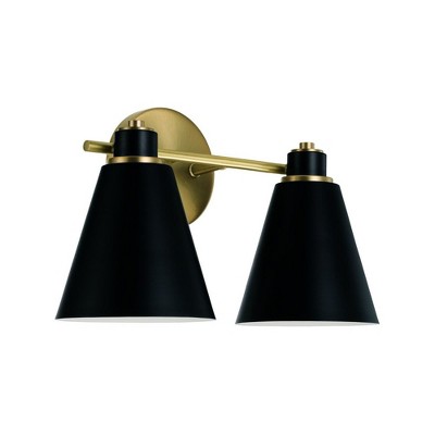 Capital Lighting Bradley 2 - Light Vanity in  Aged Brass, Black