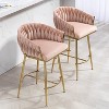 Angel Sar 2-Park Bar Stools Set, 26'' Modern Velvet Counter Height Bar Stools with Hand-Wave Back, Comfy Cushion - 3 of 4