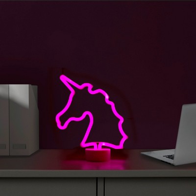 Northlight 11" Battery Operated Neon Style LED Unicorn Table Light - Pink