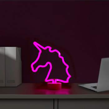 Northlight 11" Battery Operated Neon Style LED Unicorn Table Light - Pink