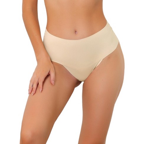 Allegra K Women's Unlined Tummy Control Breathable G-string Cheeky Thongs  Beige X-large : Target