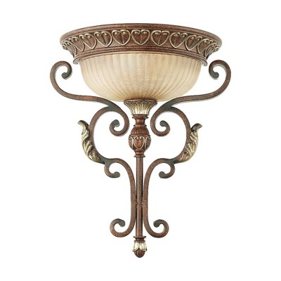 Villa Verona Bronze and Aged Gold Leaf 1-Light Wall Sconce