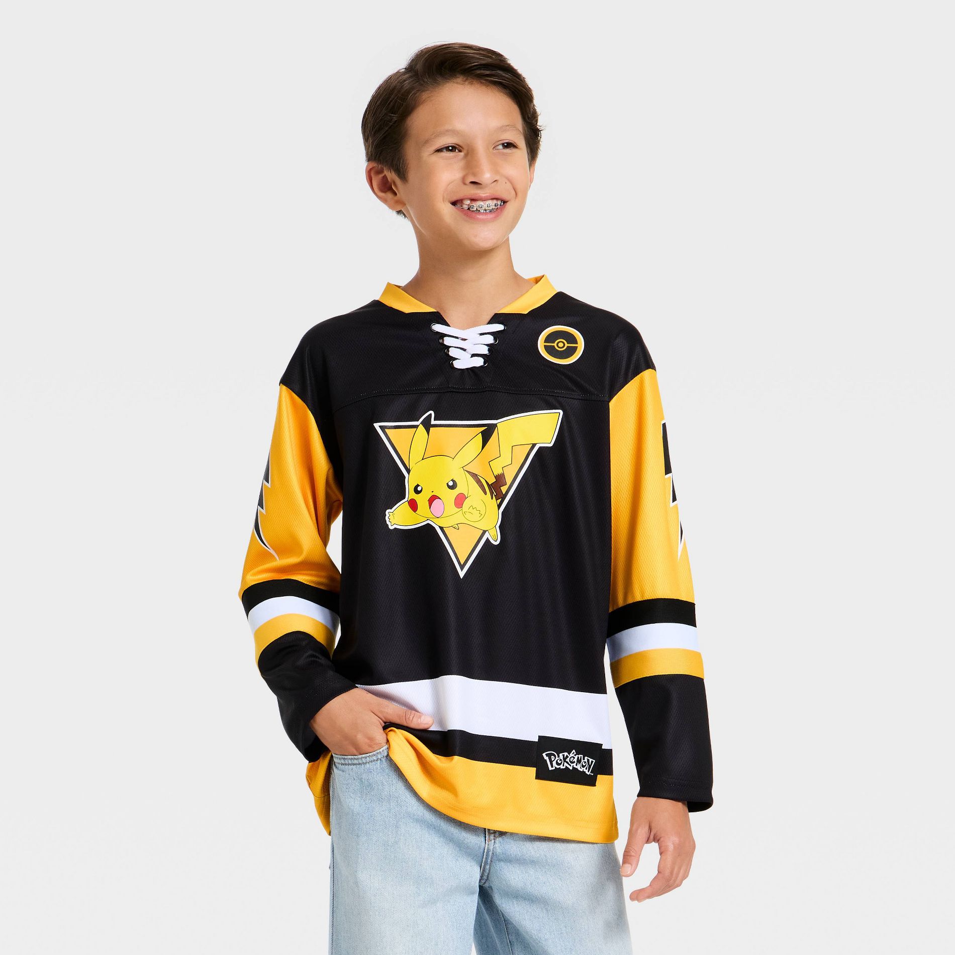 Boys' Pikachu Hockey Jersey - Yellow/Black