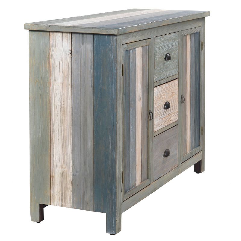 36&#34; Distressed 3 Drawer 2 Door Cabinet Blue/Gray - StyleCraft, 3 of 8
