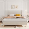 Bed Frame, Corduroy Upholstered Queen Bed Frame with Wingback Headboard, No Box Spring Needed, Solid Wooden Slats, Noise Free - 4 of 4