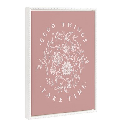 18"x24" Sylvie Beaded Good Things Take Time Framed Canvas by Valerie McKeehan of Lily and Val White - Kate & Laurel All Things Decor