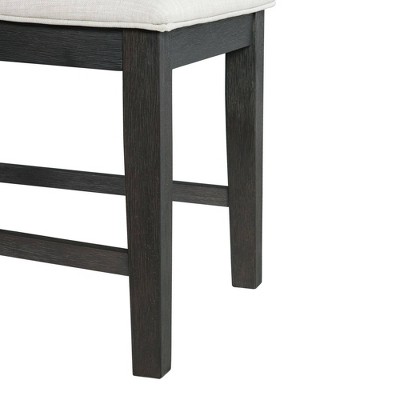 Transitional Cream and Black Upholstered Side Chair with Wooden Slats