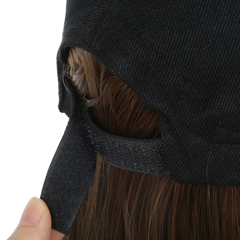 Unique Bargains Baseball Cap with Hair Extensions Curly Wavy Wig 22" Hairstyle Adjustable Wig Hat for Woman Light Brown, 4 of 5