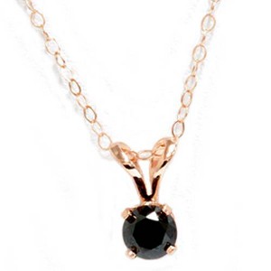 Pompeii3 5/8ct Black Diamond Solitaire Pendant Necklace 14K Gold - 1 of 4