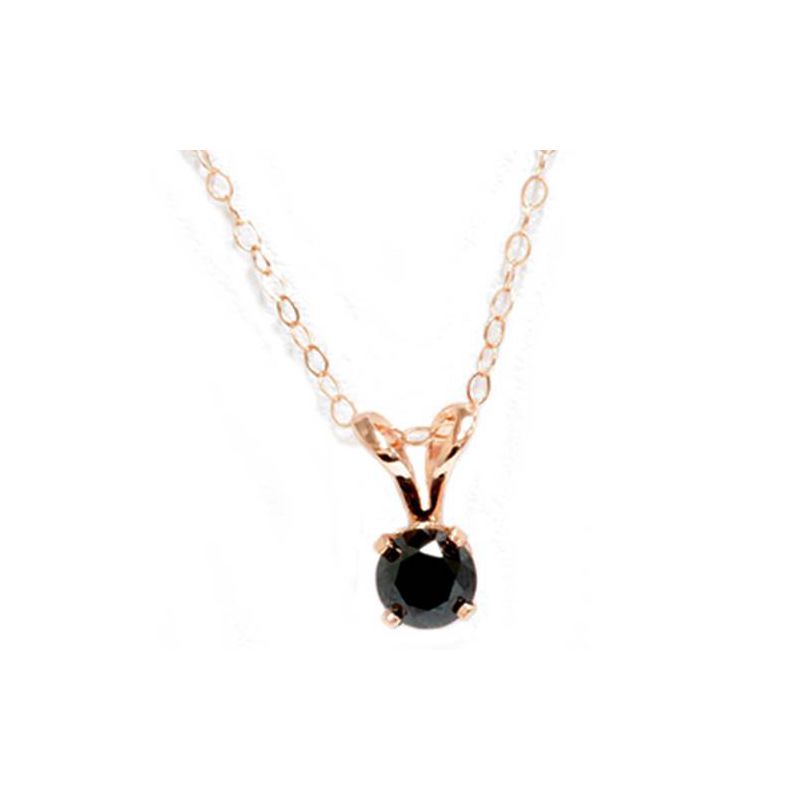 Pompeii3 5/8ct Black Diamond Solitaire Pendant Necklace 14K Gold, 1 of 3